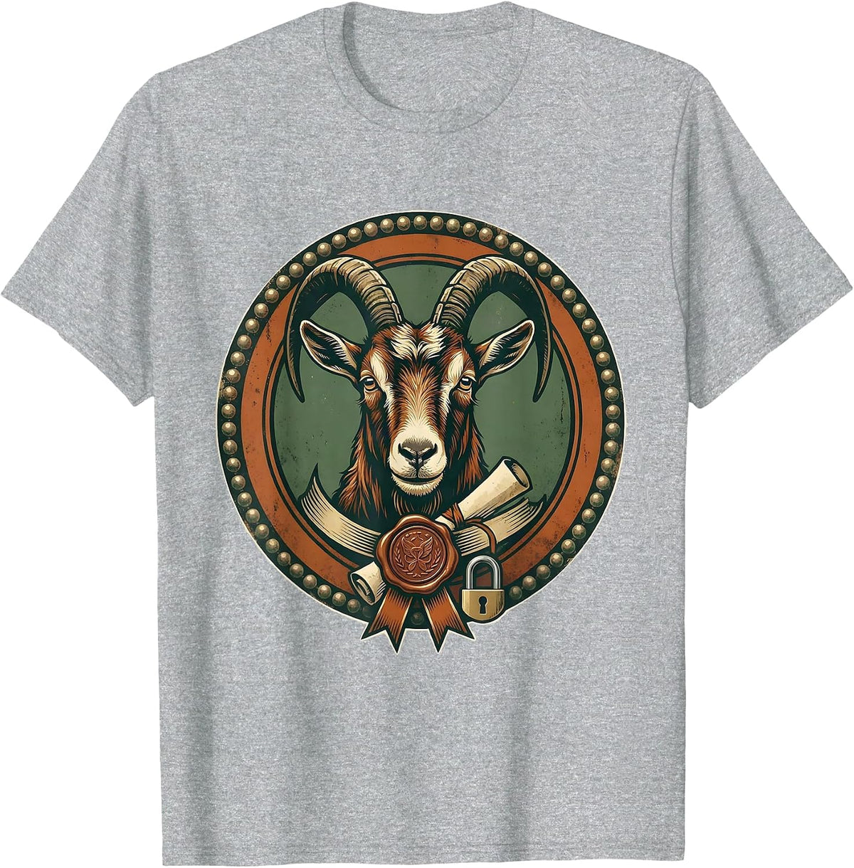 Men's Sealed Goat Badge Vintage Farm Animal Lover T-Shirt - Heather Grey