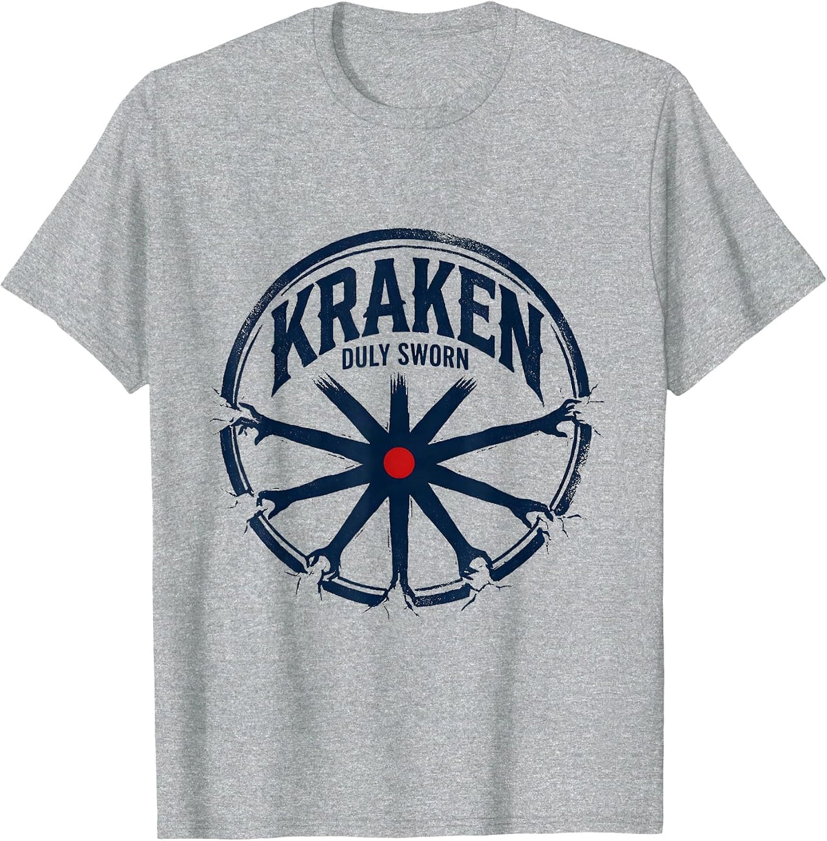 Men's Kraken Duly Sworn Vintage Japanese Octopus Emblem T-Shirt - Heather Grey