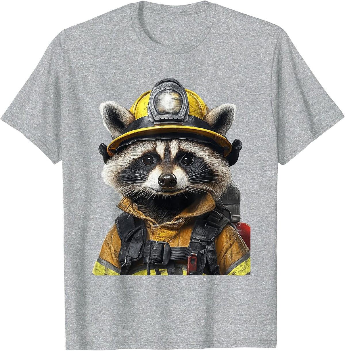 Raccoon Fireman T-Shirt - Heather Grey