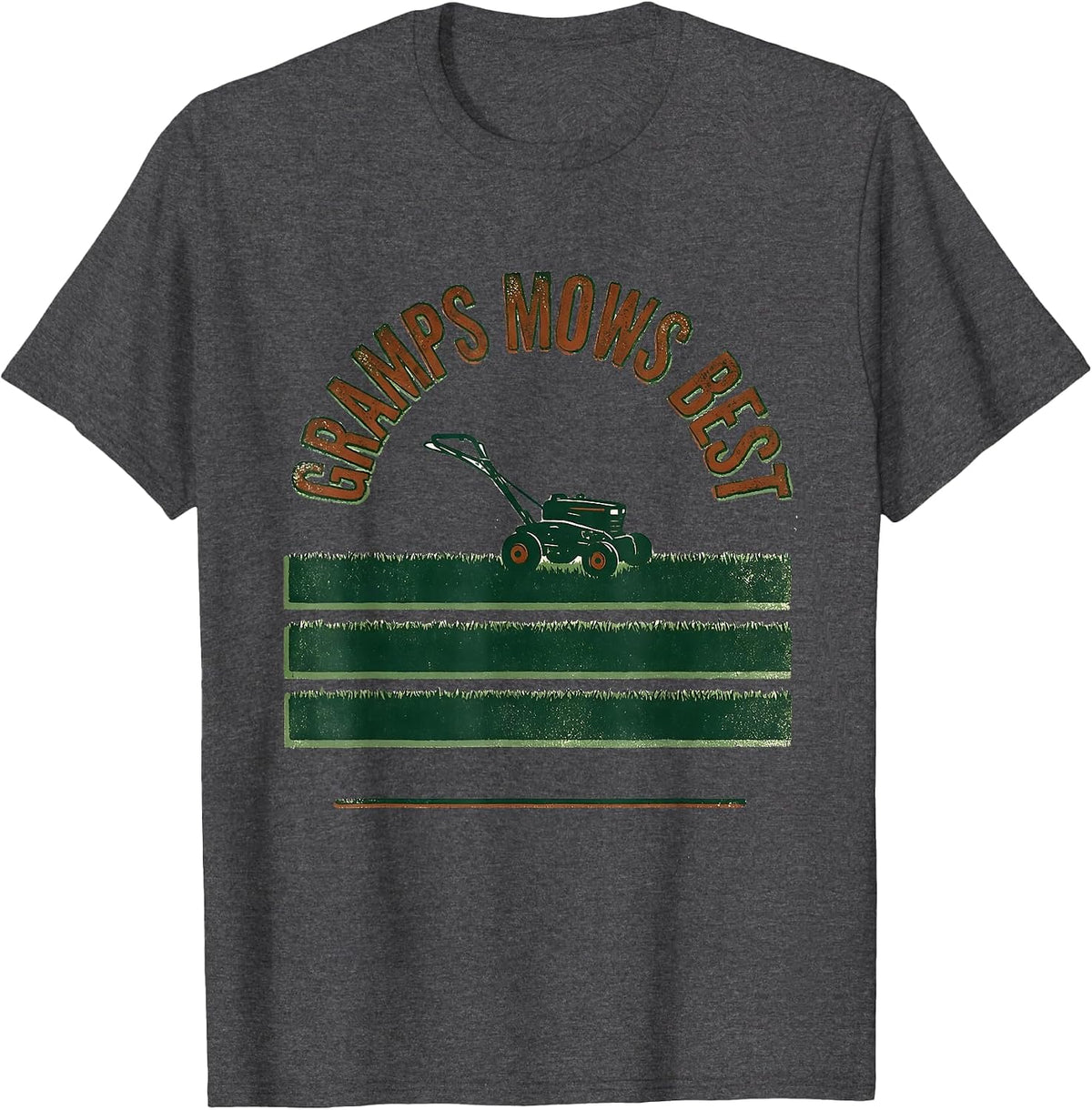 Men's Gramps Mows Best Vintage Funny Dad Lawn Mower Gift T-Shirt - Dark Heather Grey