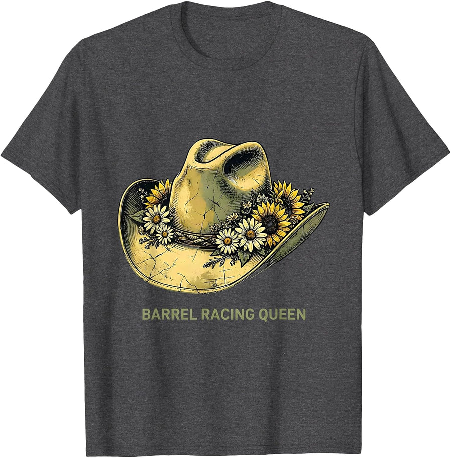Men's Barrel Racing Queen Rodeo Cowgirl Design T-Shirt - Dark Heather Grey