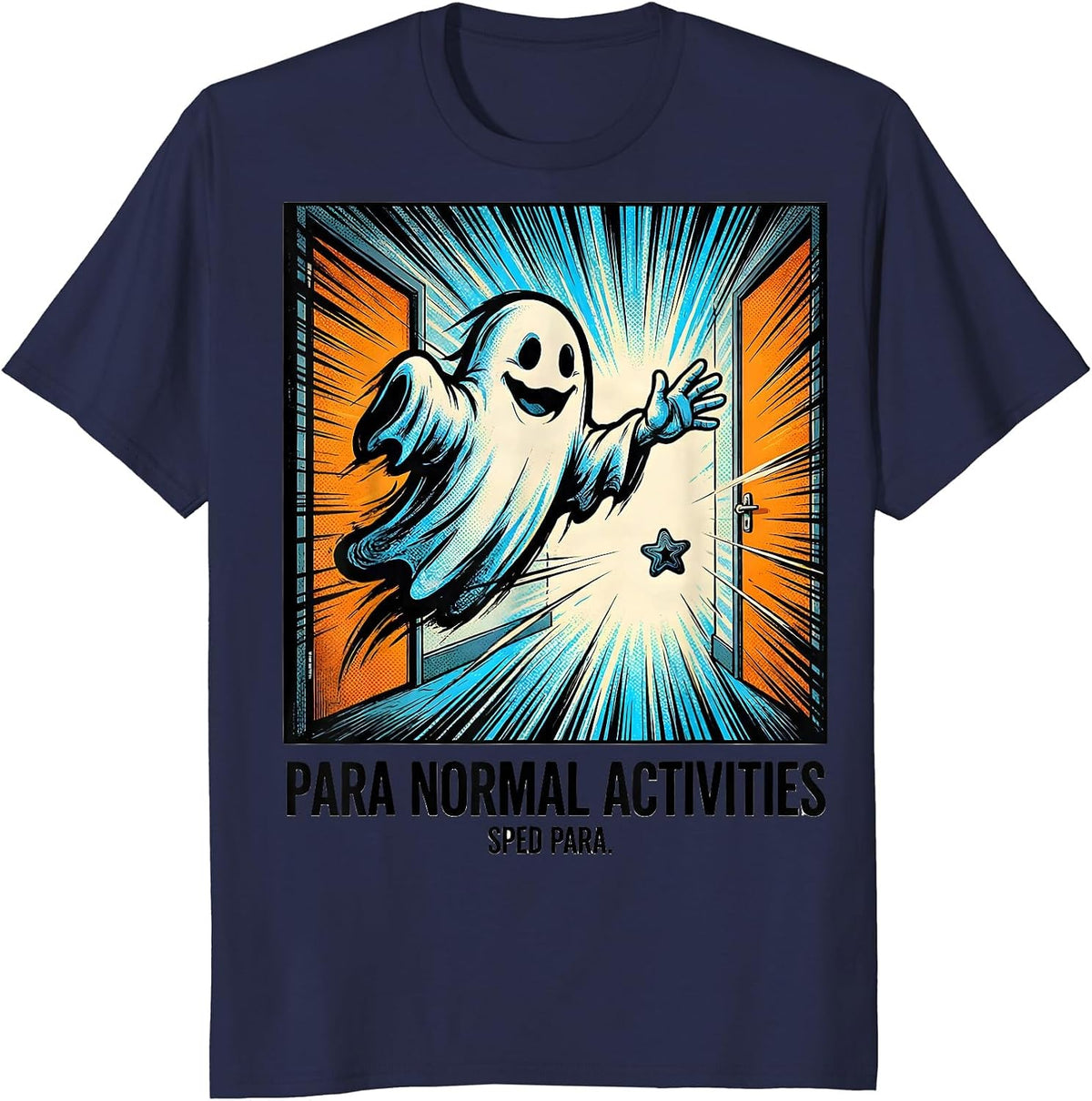 Para Normal Activities SPED Para Ghost Comic Book Halloween T-Shirt - Navy Blue