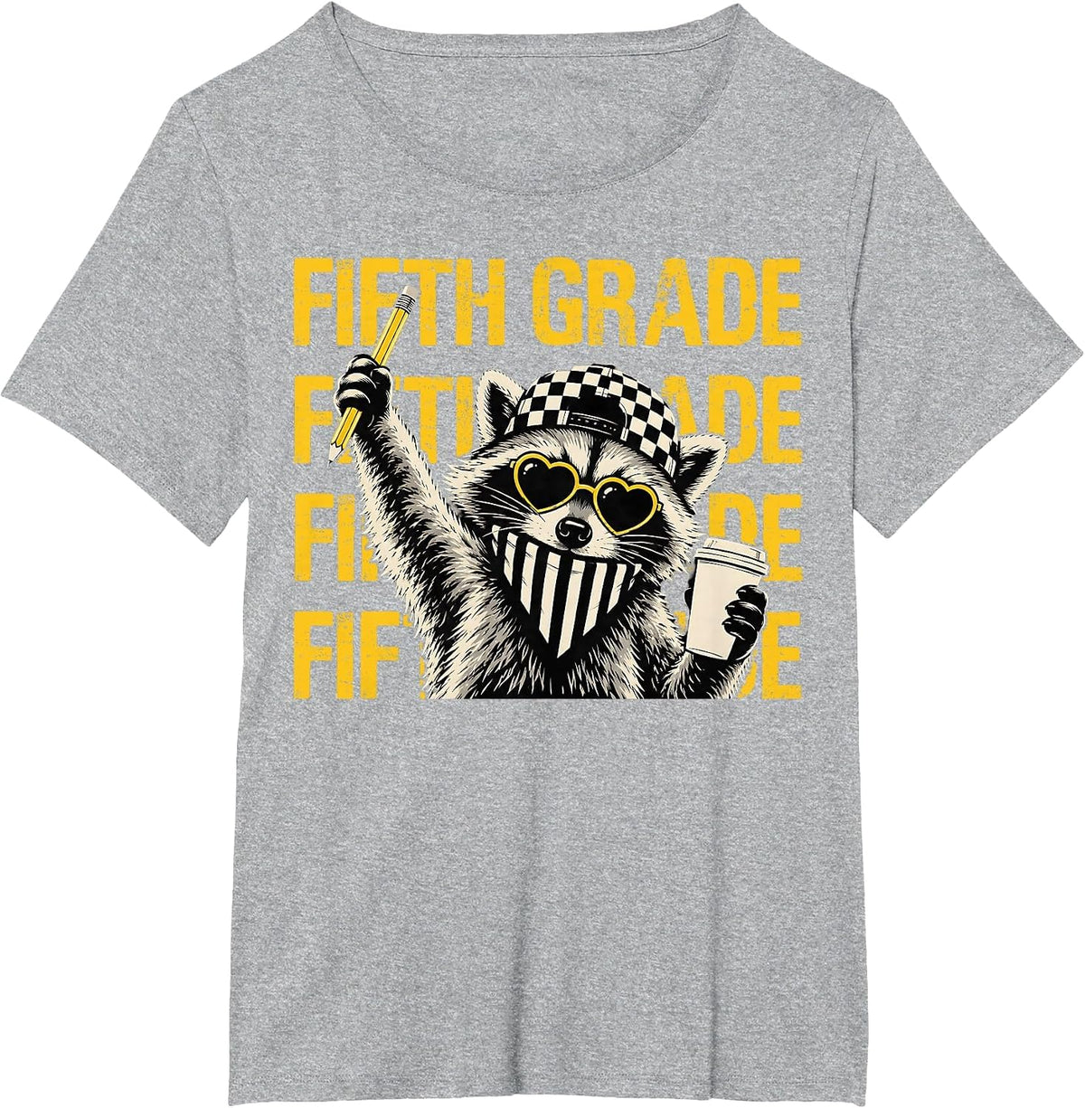 Funny Fifth Grade Teacher Feral Raccoon Back to School T-Shirt - Heather Grey