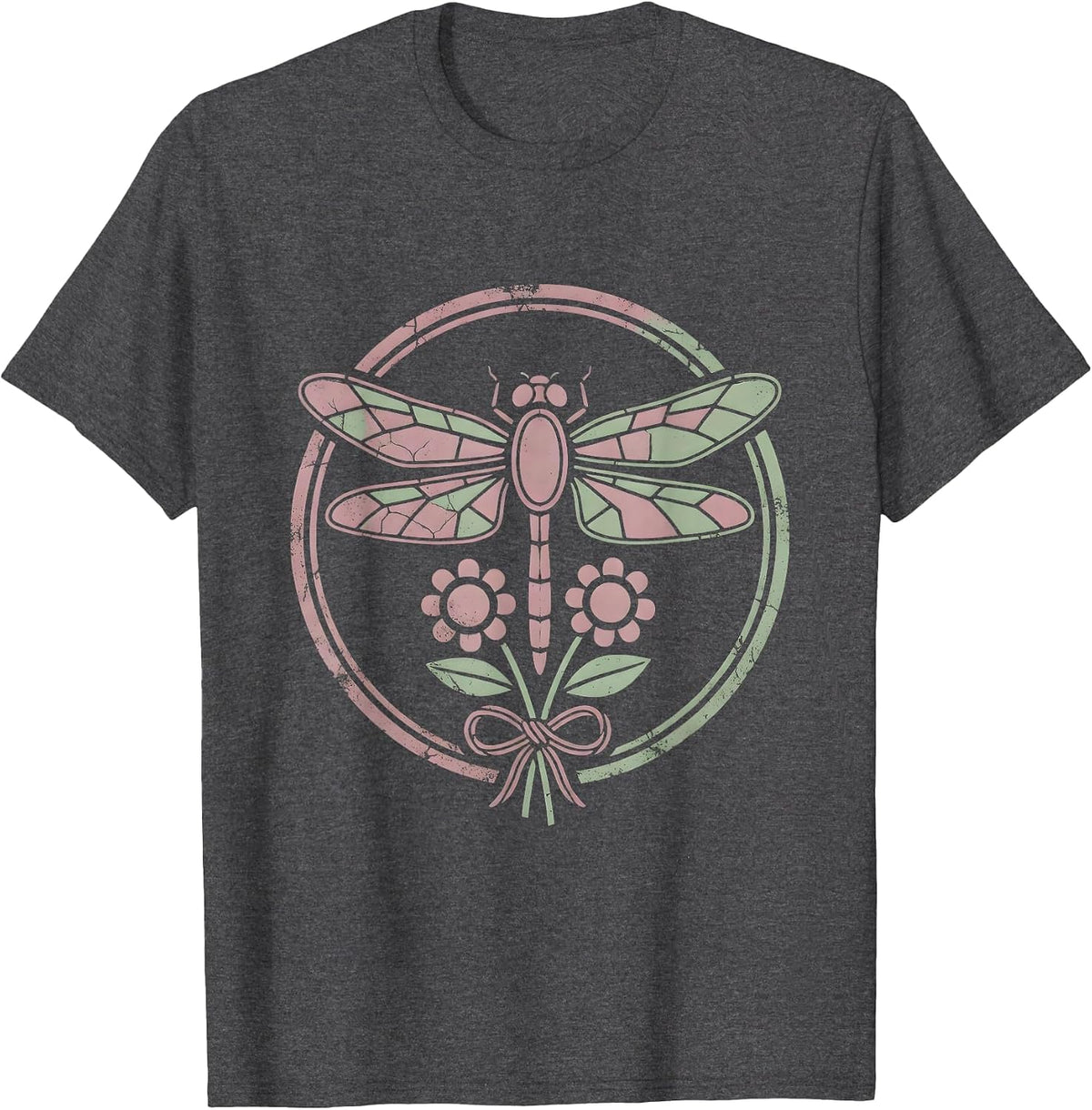 Men's Gigi Dragonfly Stained Glass Wings Illustration T-Shirt - Dark Heather Grey