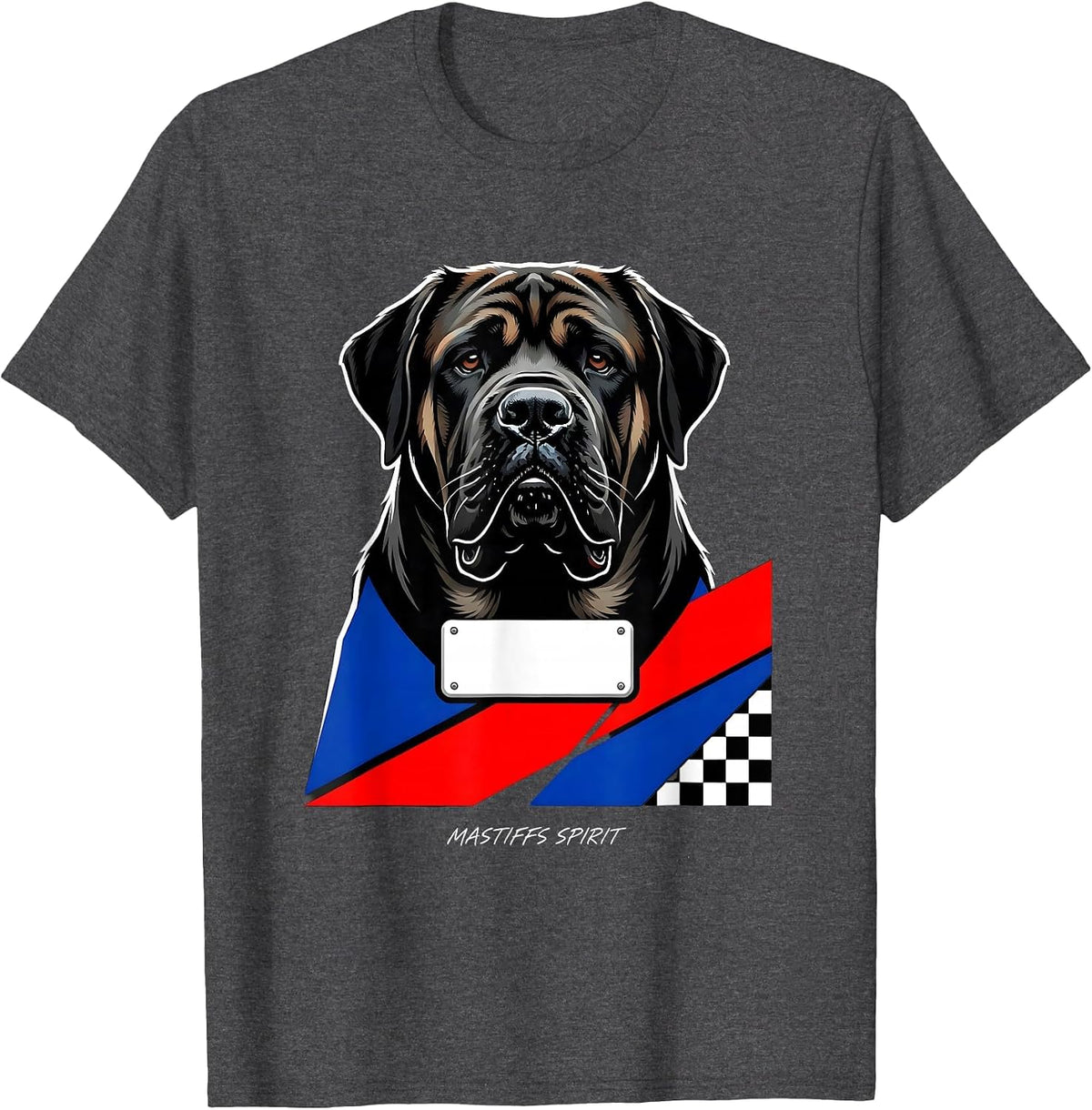 Men's Mastiffs Spirit Racing Livery School Mascot Team Spirit Fan T-Shirt - Dark Heather Grey