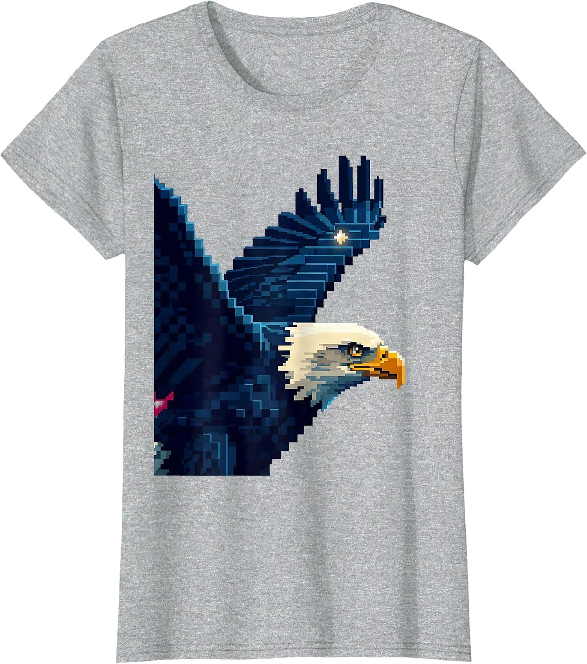 Bald Eagle Pixel Art Mascot Fan Family Pride T-Shirt - Heather Grey
