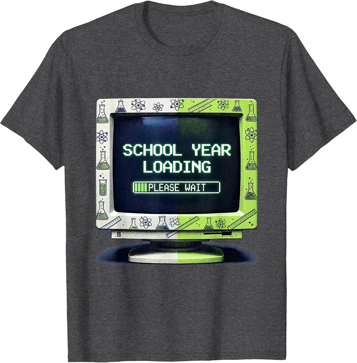 Back to School Science Teacher Loading Design T-Shirt - Dark Heather Grey