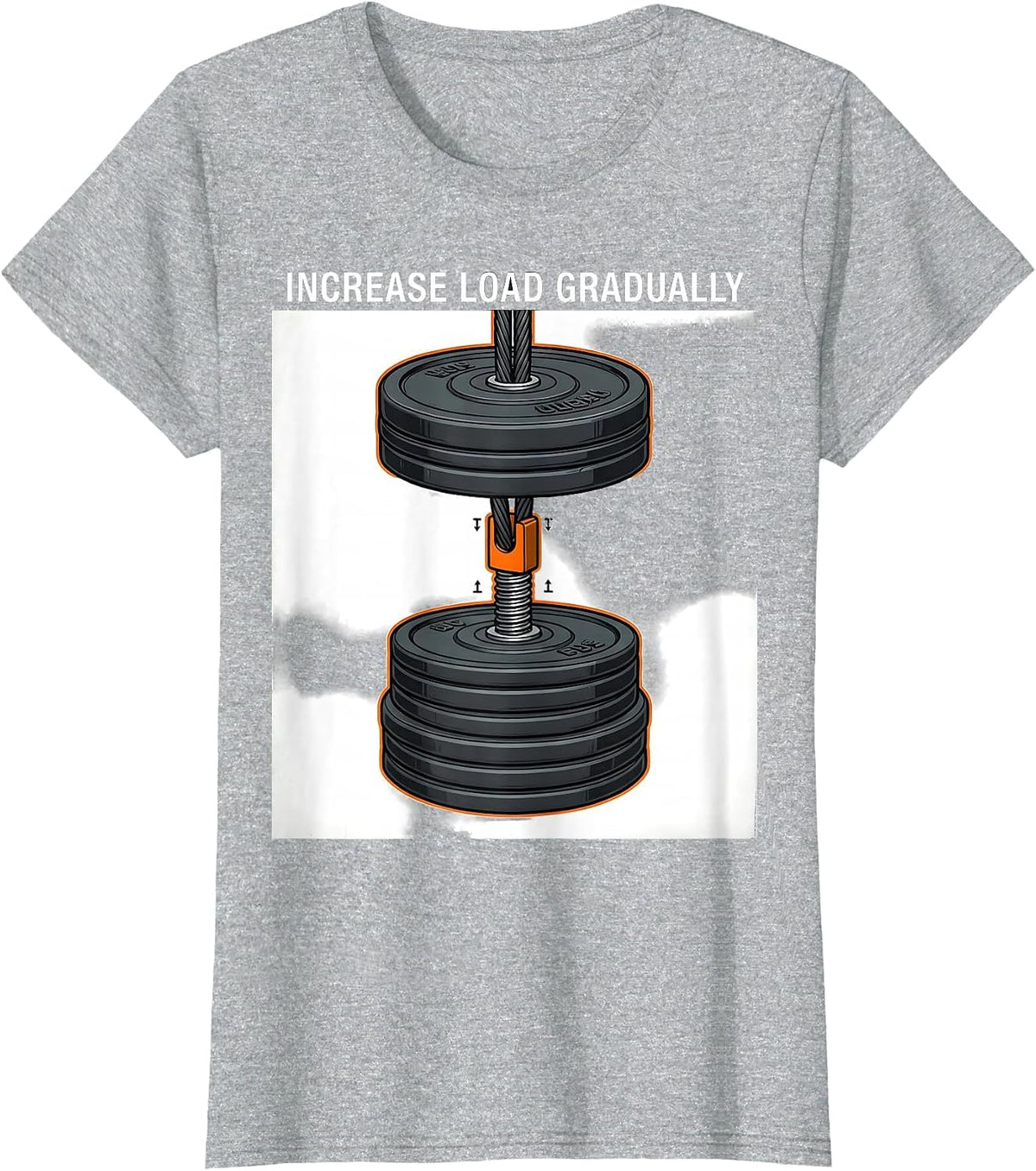 Increase Load Gradually Funny Gym Workout Weightlifting T-Shirt - Heather Grey