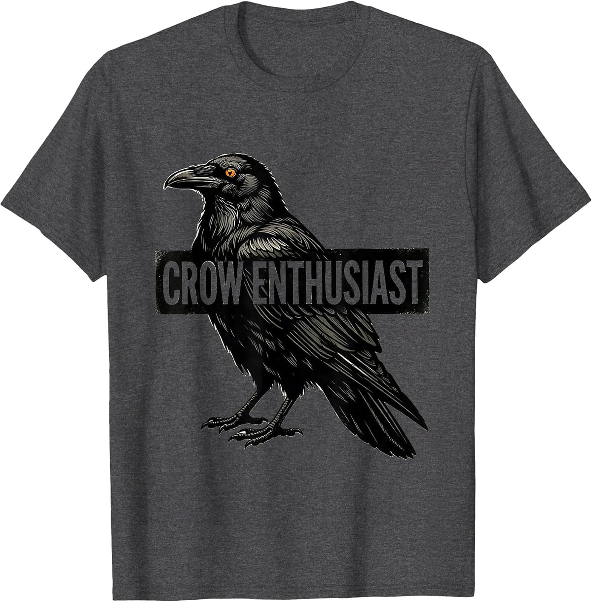 Men's Crow Enthusiast Gothic Nature Bird Silhouette Art T-Shirt - Dark Heather Grey