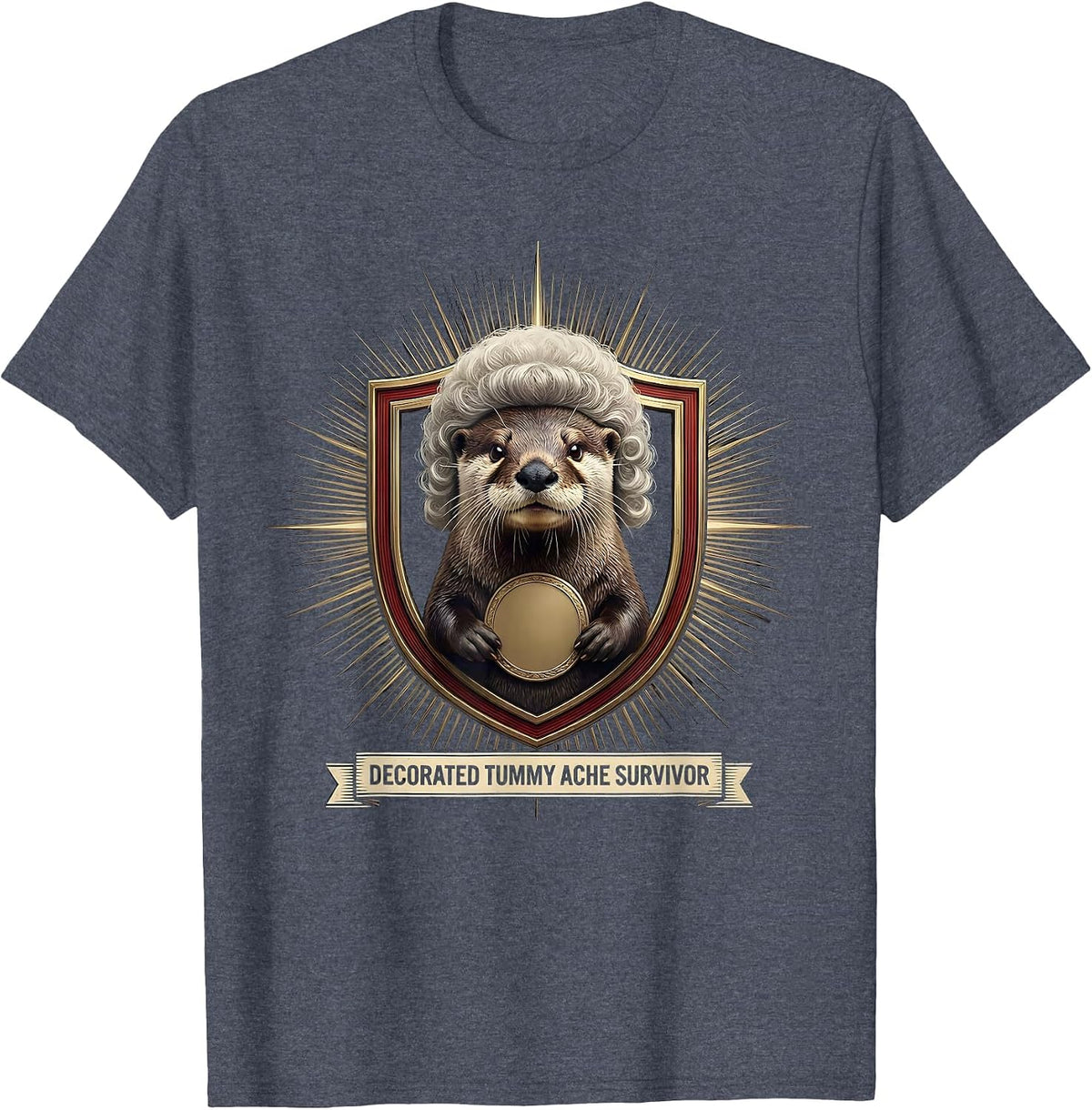 Decorated Tummy Ache Survivor Funny Animal Meme Humor T-Shirt - Heather Blue