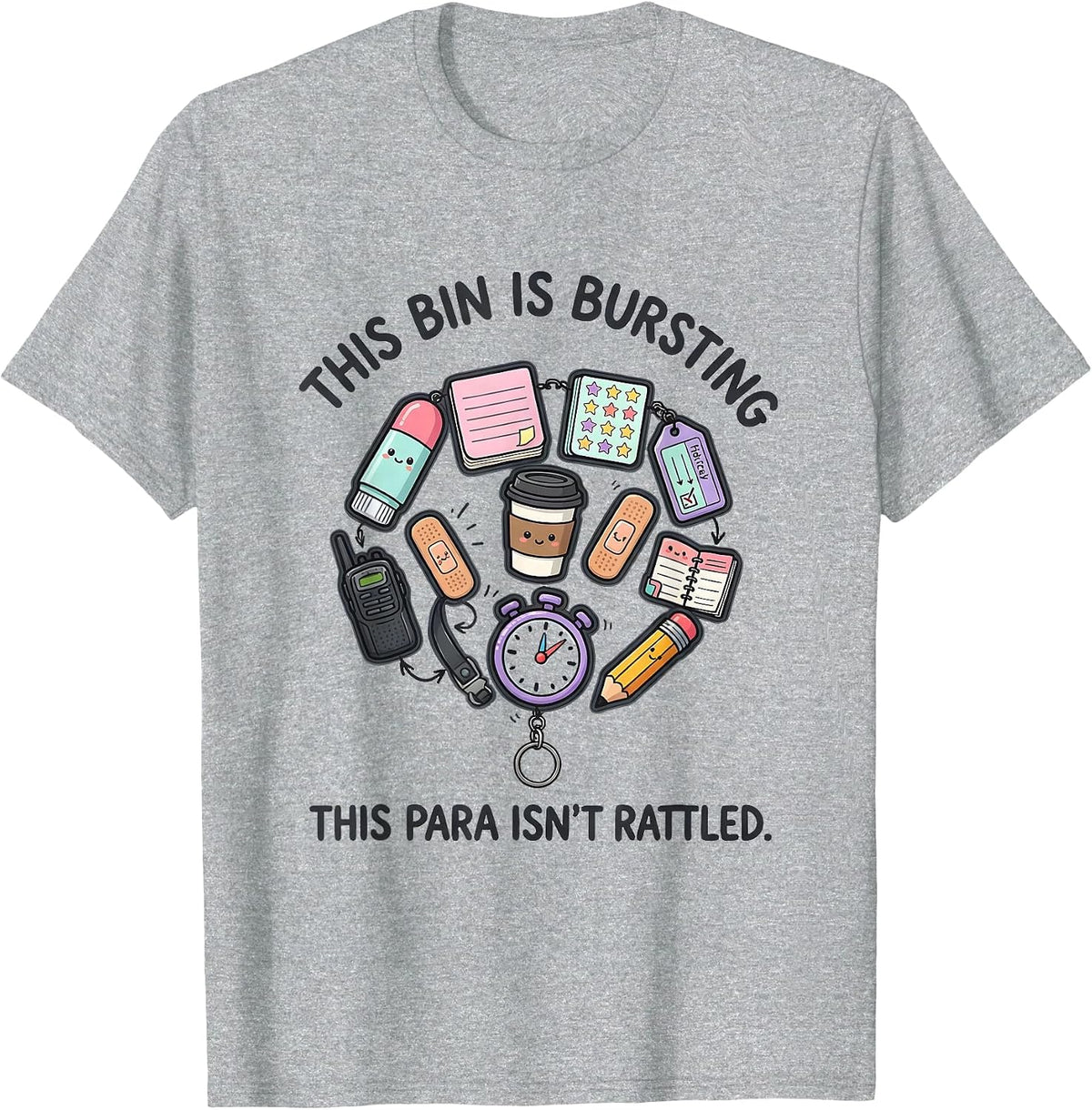 Men's This Bin Is Bursting This Para Isn't Rattled Funny T-Shirt - Heather Grey