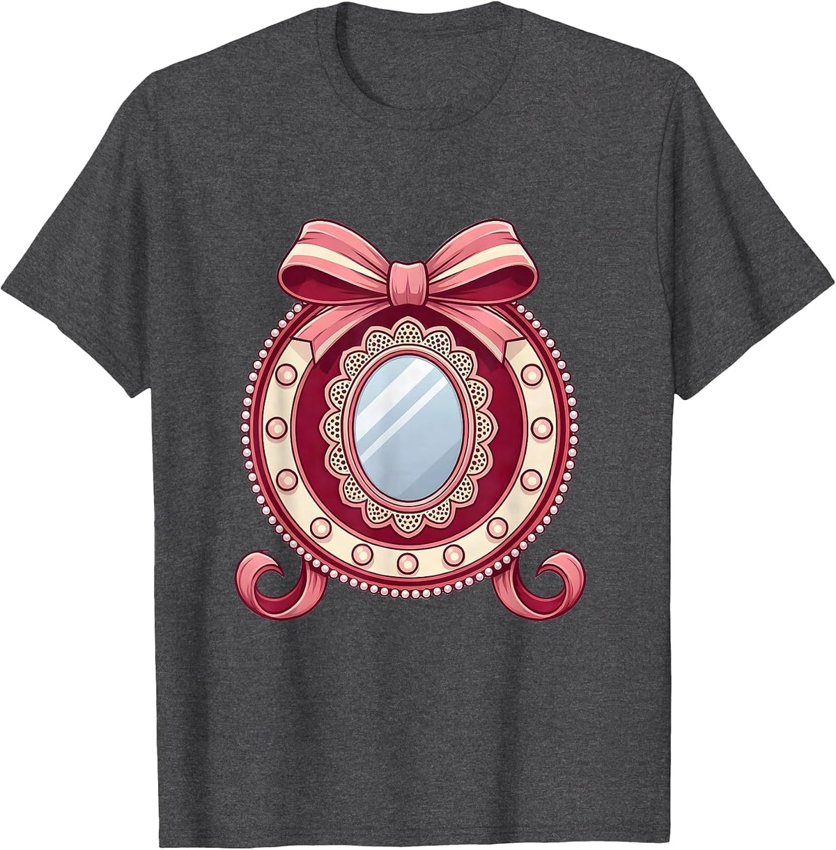 Men's Gigi Vanity Mirror Glowing Lightbulbs Illustration T-Shirt - Dark Heather Grey