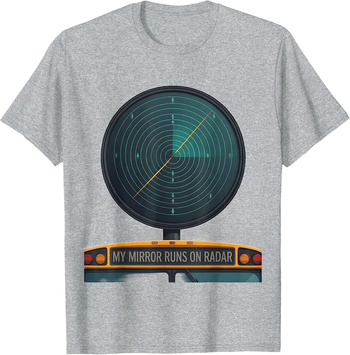 Men's My Mirror Runs On Radar Funny School Bus Driver Occupational T-Shirt - Heather Grey