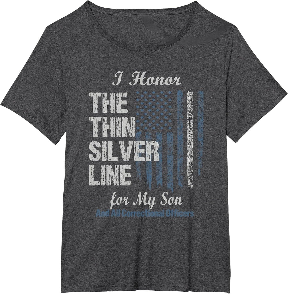 Correctional Officer Son - Thin Silver Line Corrections T-Shirt - Dark Heather Grey