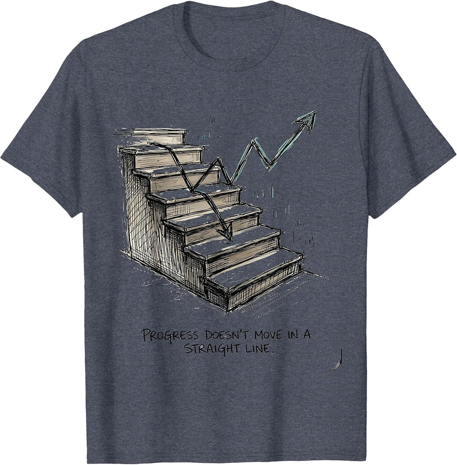 Progress Doesn't Move In A Straight Line Special Education T-Shirt - Heather Blue