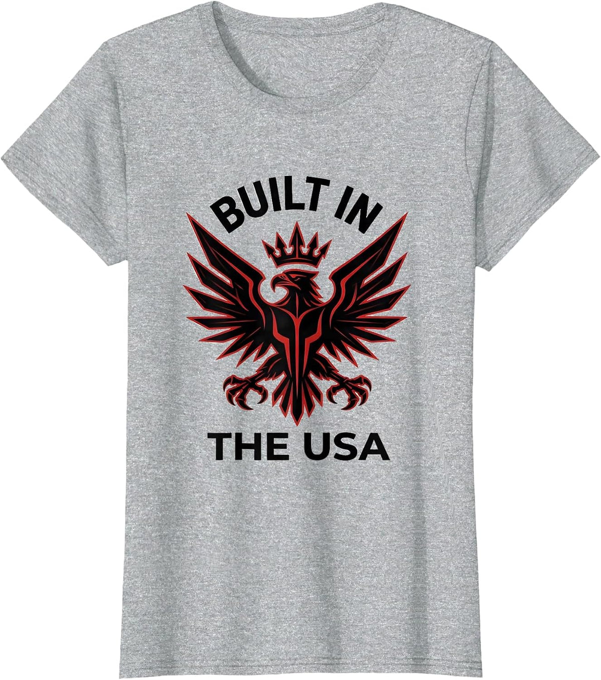 Women's Built in the USA American Pride Graphic Design T-Shirt - Heather Grey
