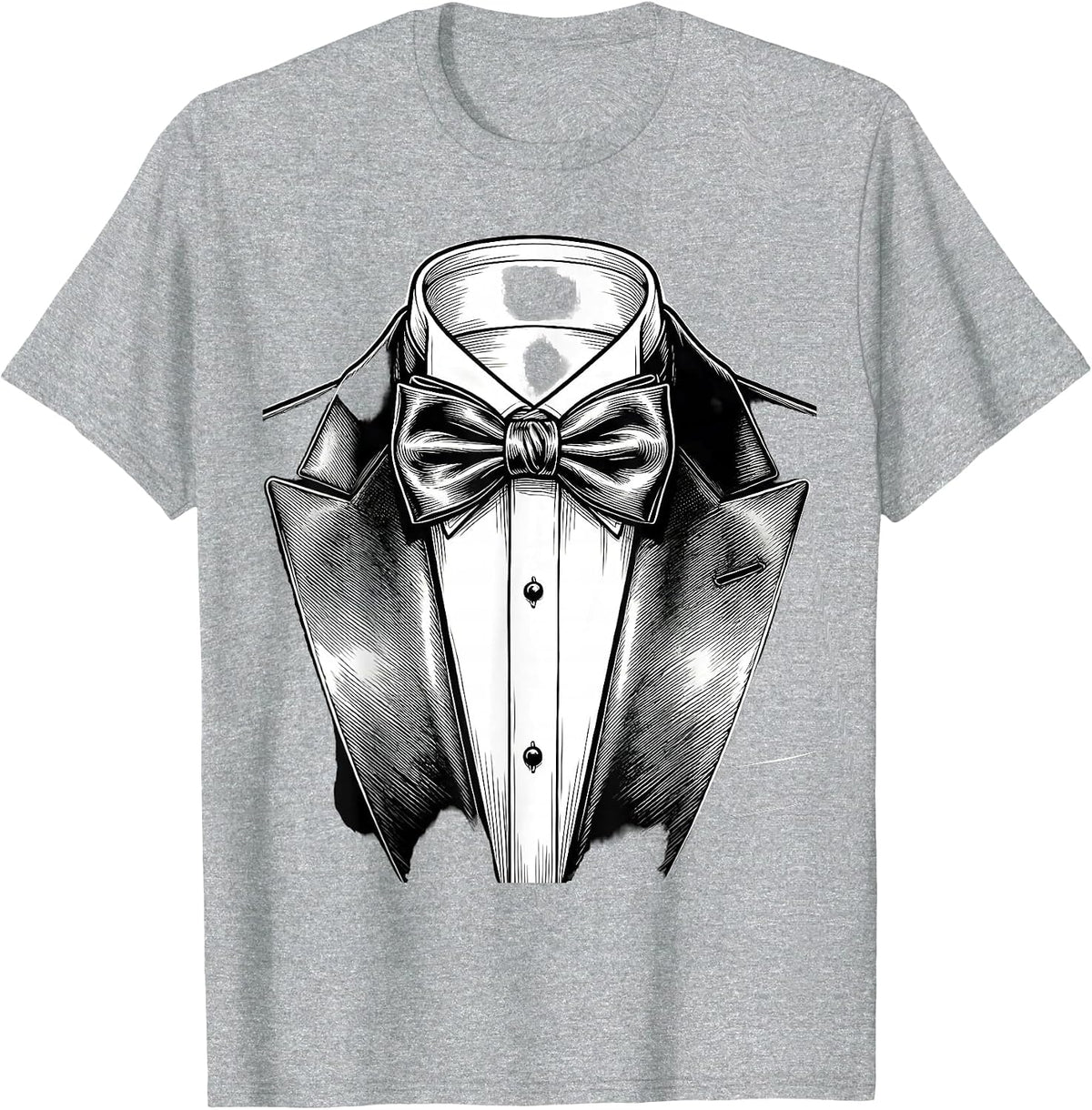 Men's Classic Tuxedo Bow Tie and Lapels Illustration T-Shirt - Heather Grey