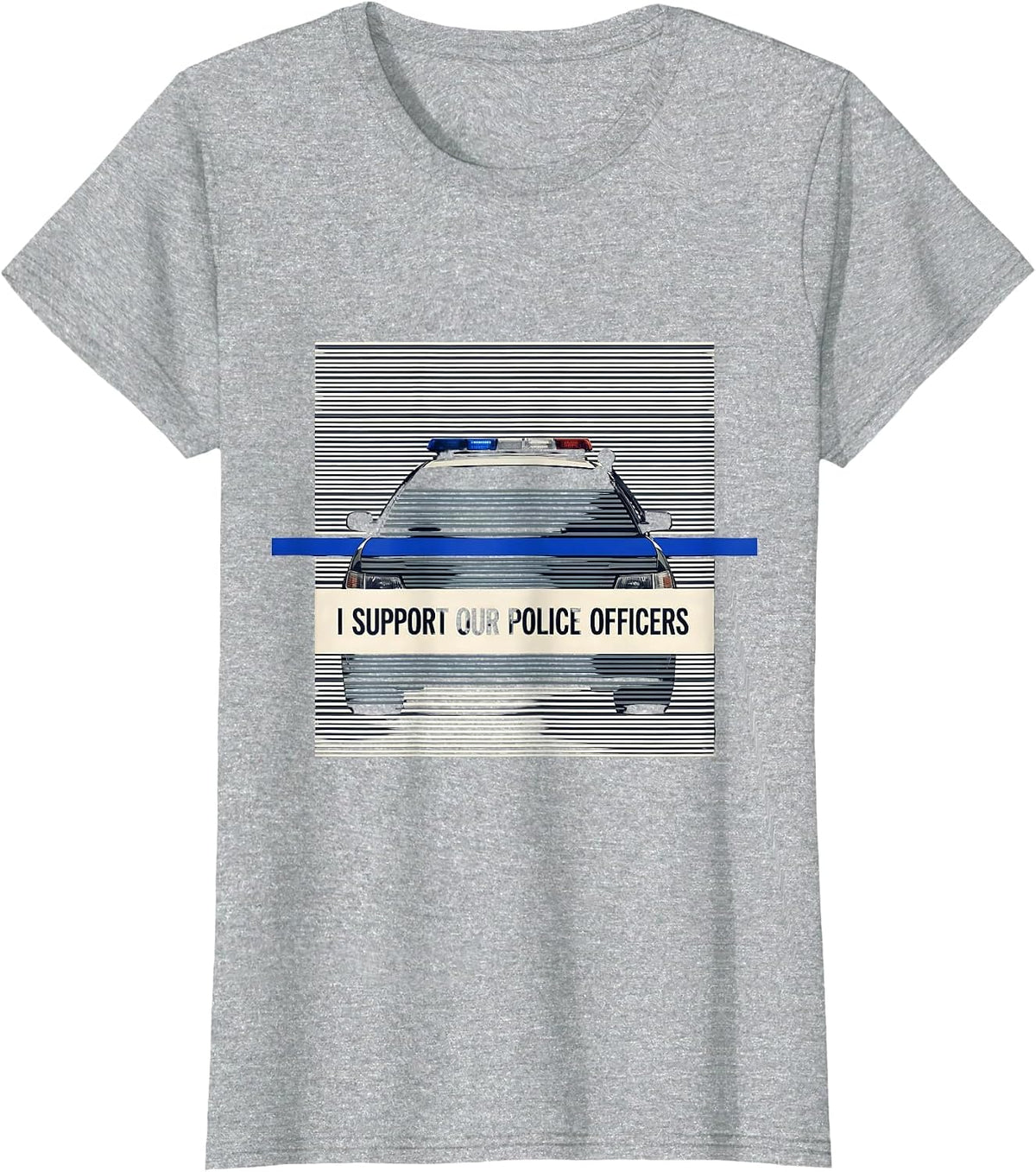 Women's I Support Our Police Officers Thin Blue Line Back the Blue T-Shirt - Heather Grey