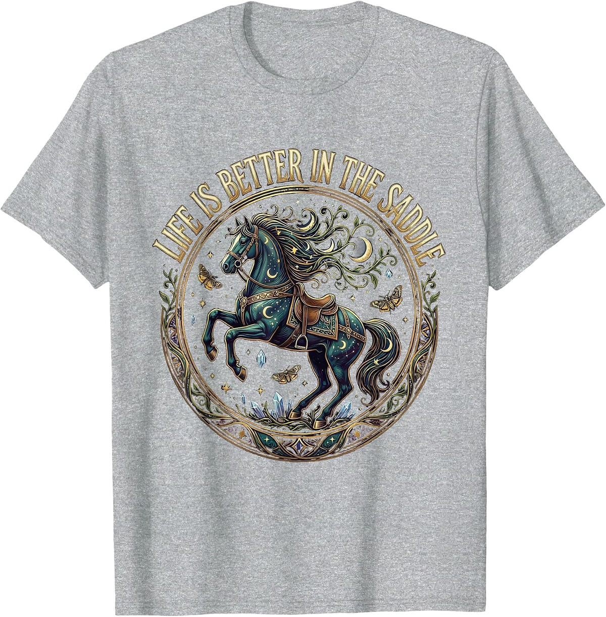Men's Life Is Better In The Saddle Horse Riding Design T-Shirt - Heather Grey