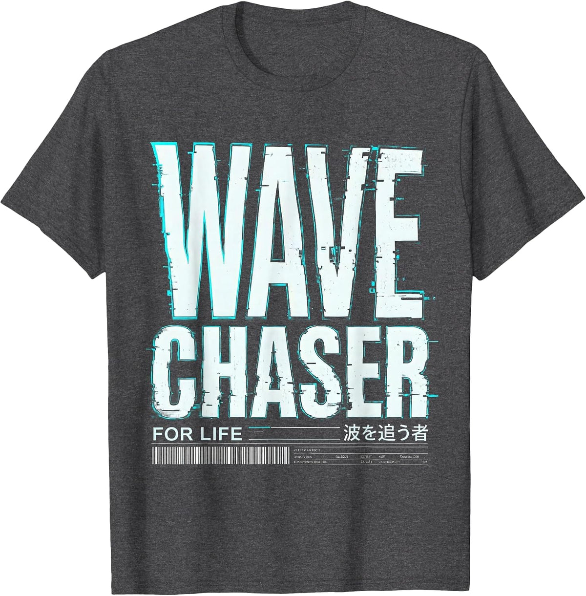 Wave Chaser For Life Mens Beach Design T-Shirt - Dark Heather Grey
