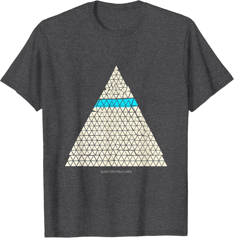 Men's Quantized Field Lines Geometric Science Enthusiast Physics T-Shirt - Dark Heather Grey