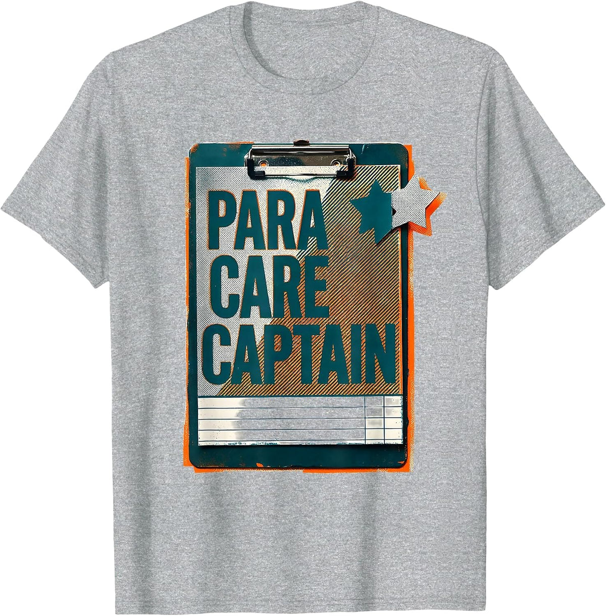 Men's Para Care Captain Risograph Paraprofessional Teacher's Aide T-Shirt - Heather Grey