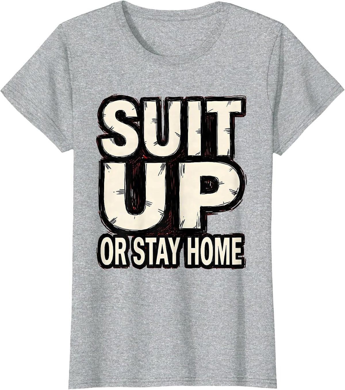 Suit Up or Stay Home Tuxedo Graphic Design T-Shirt - Heather Grey