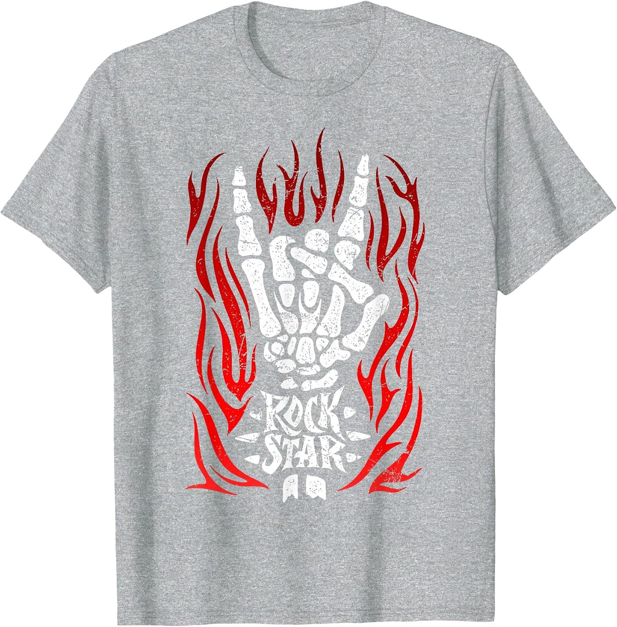 Skeleton Rock Star Tee Heavy Metal Extreme Music Musician T-Shirt - Heather Grey