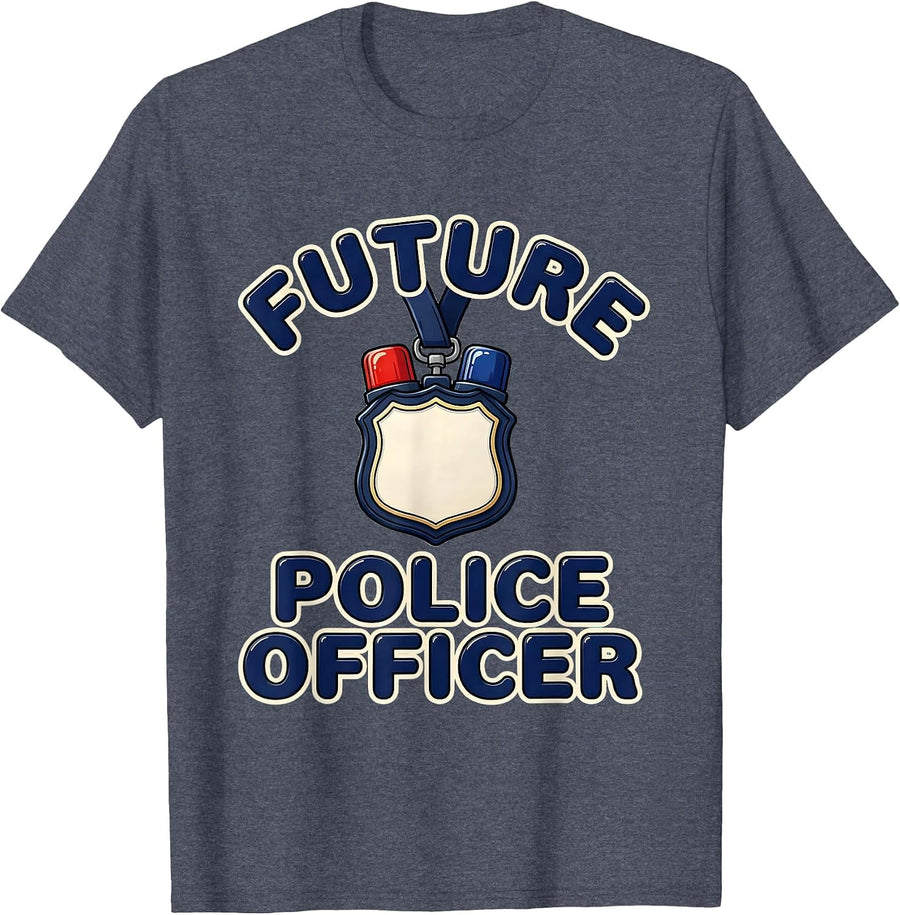 Future Police Officer Kids Police Costume Career Play T-Shirt - Heather Blue