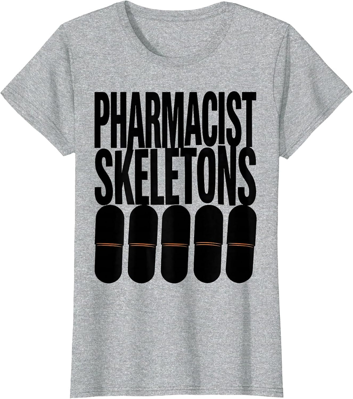 Pharmacist Skeletons Brutalist Halloween Pharmacy Crew T-Shirt - Heather Grey