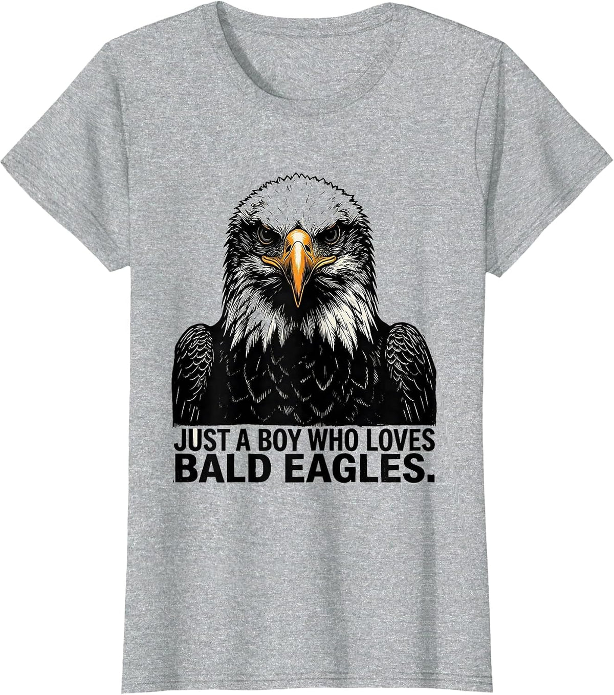 Women's Just A Boy Who Loves Bald Eagles Funny Eagle Mascot Novelty T-Shirt - Heather Grey