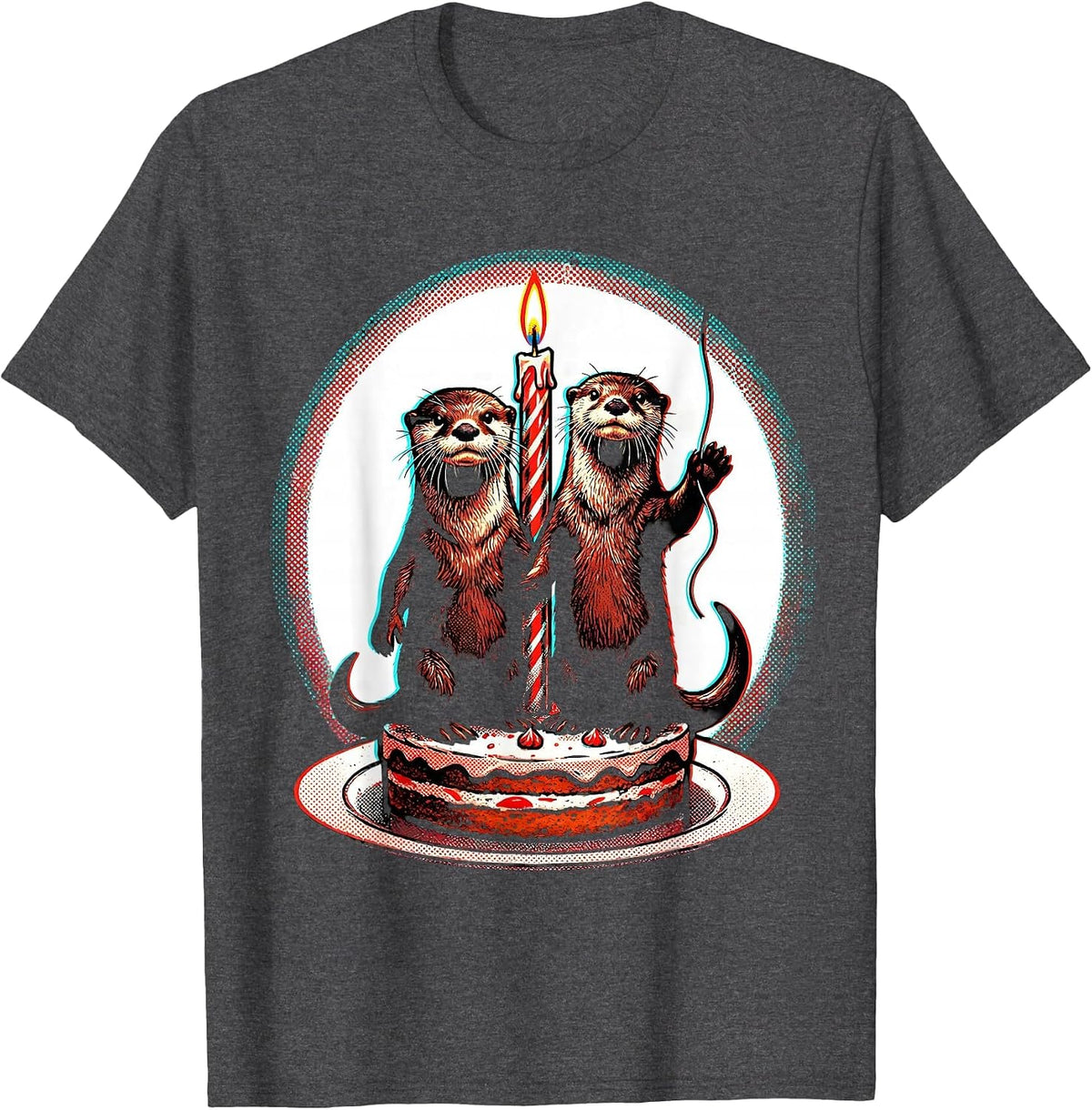 Otter Party Hat Comic Pop Art Otter Lover Gift T-Shirt - Dark Heather Grey