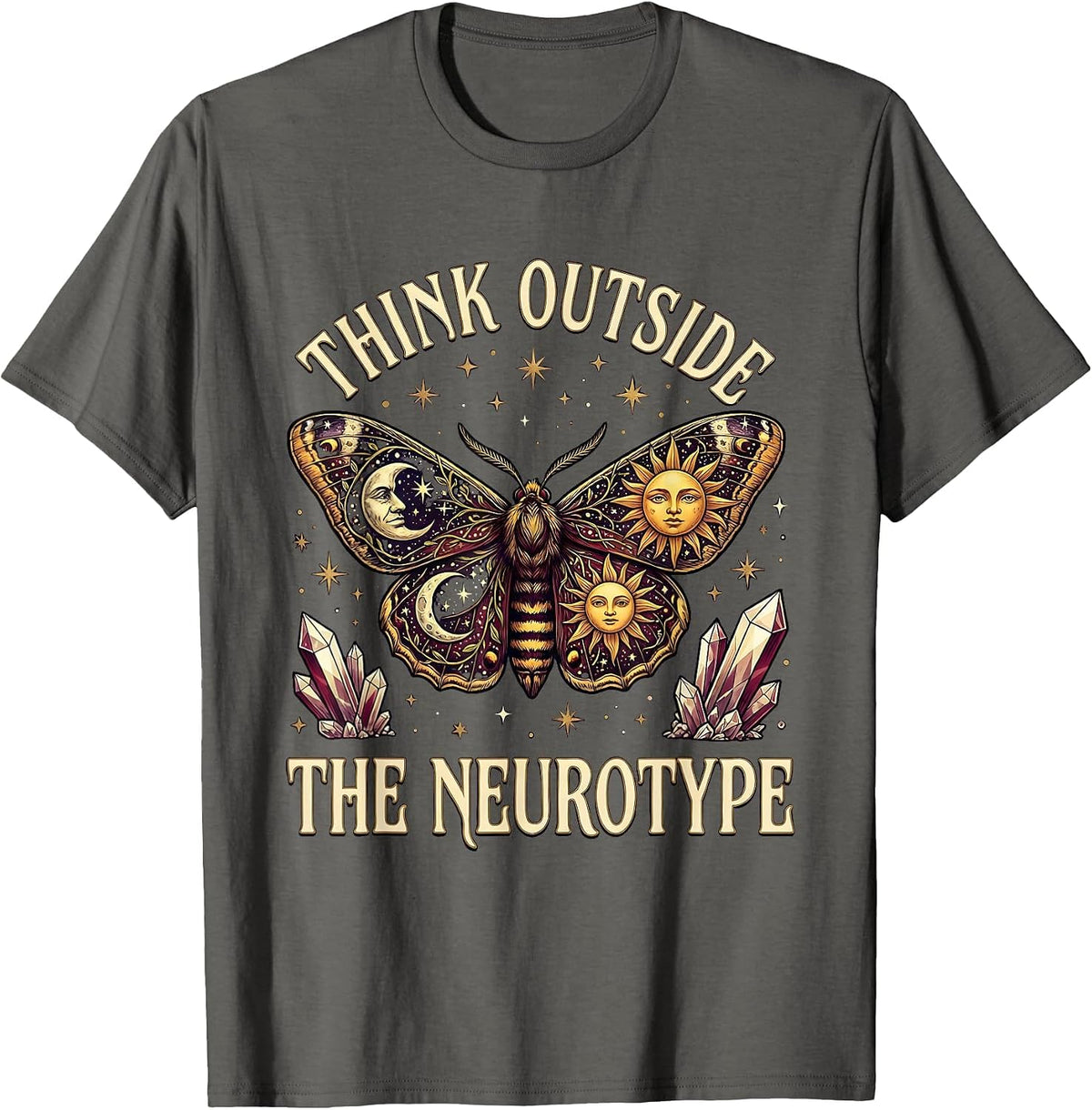Think Outside the Neurotype Neurodiversity Design T-Shirt - Asphalt Grey