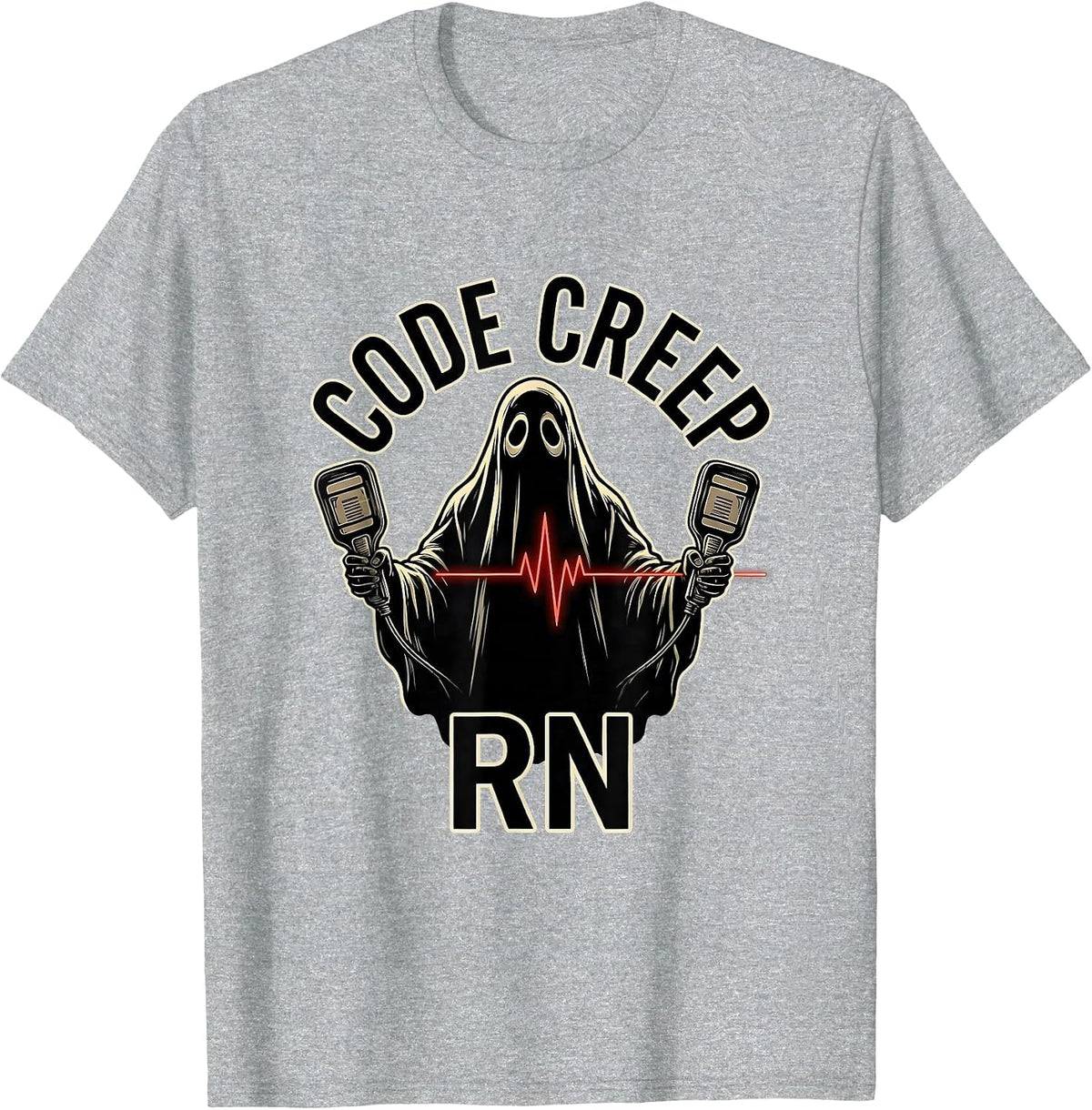 Men's Code Creep RN Funny Halloween Nurse Medical Humor T-Shirt - Heather Grey