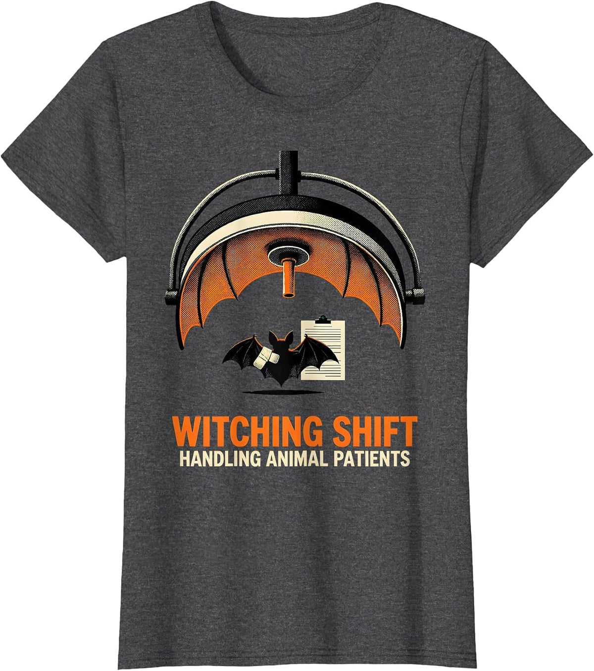 Women's Witching Shift, Handling Animal Patients Vet Tech T-Shirt - Dark Heather Grey