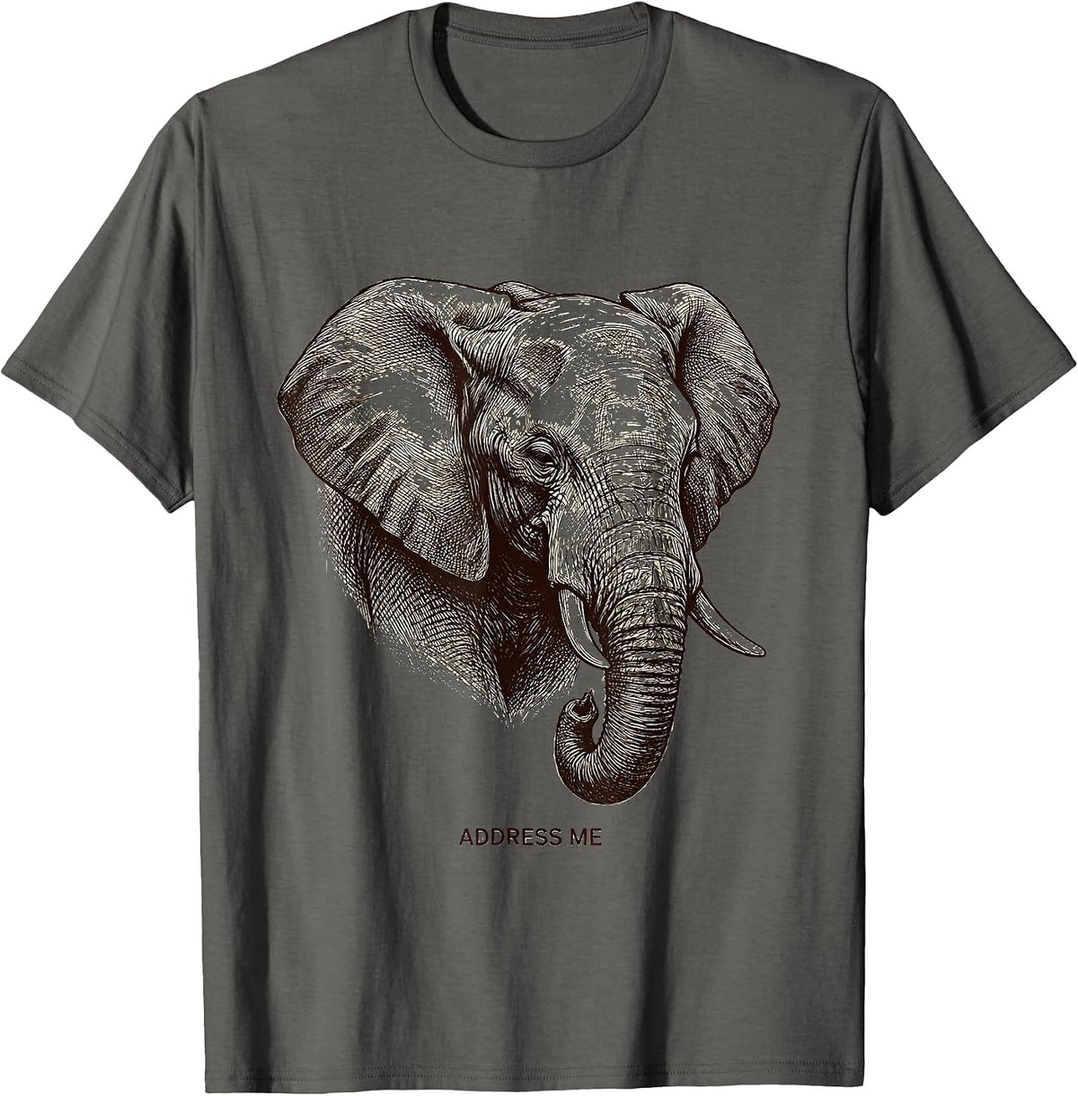 Address Me Crosshatch Elephant Head Cute Elephant Lover T-Shirt - Asphalt Grey