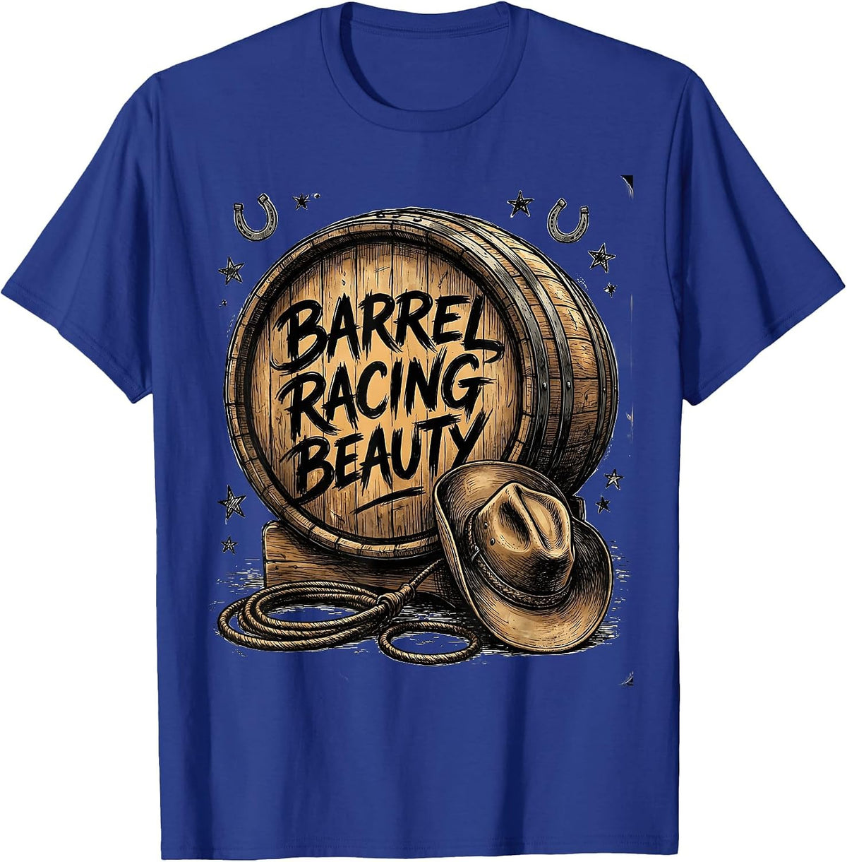 Barrel Racing Beauty Western Rodeo Design T-Shirt - Royal Blue