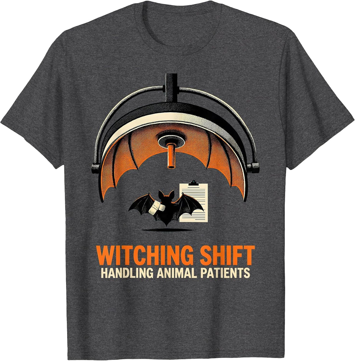 Men's Witching Shift, Handling Animal Patients Vet Tech T-Shirt - Dark Heather Grey