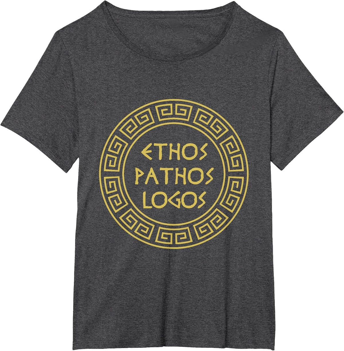 Ethos Pathos Logos Aristotle Greek Meander T-Shirt - Dark Heather Grey