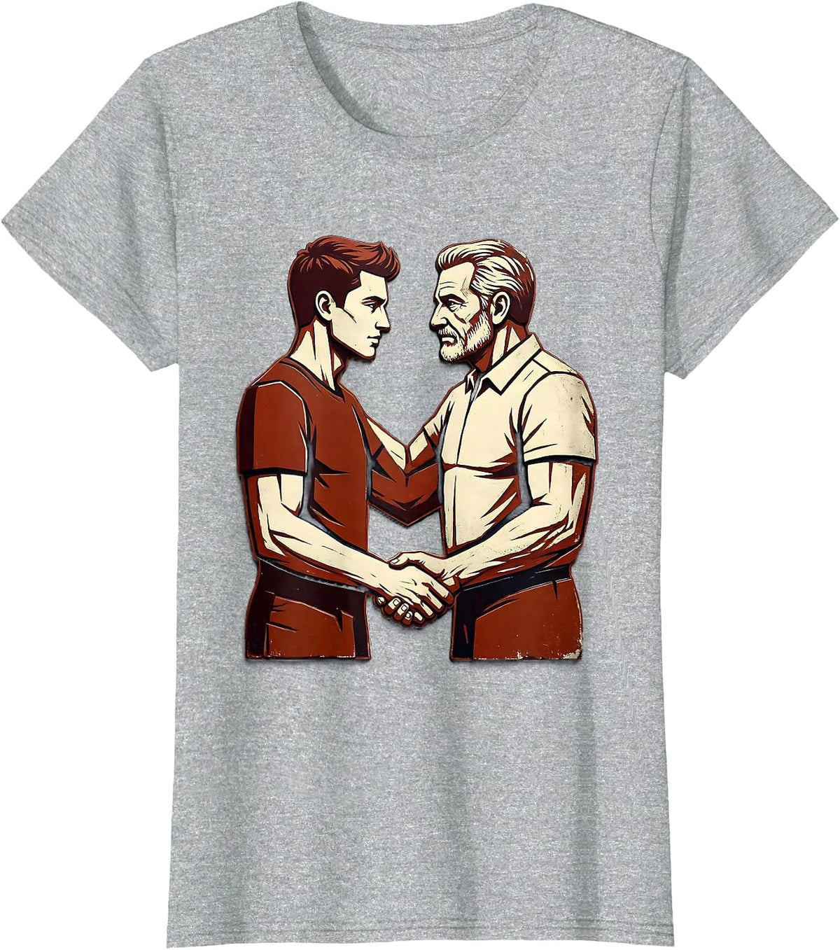 Women's Son In Law Favorite Child Handshake Illustration T-Shirt - Heather Grey