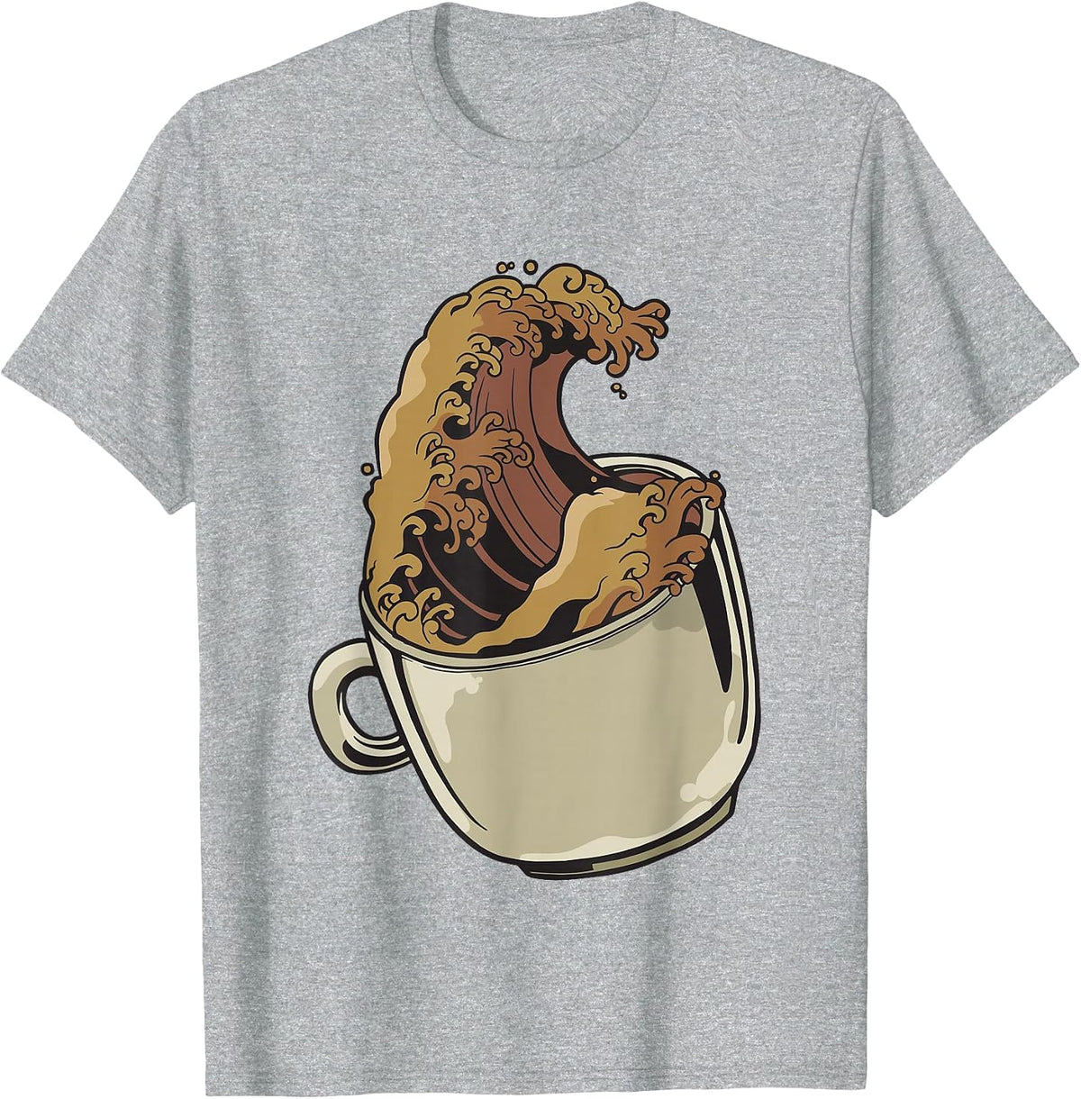 Vintage The Great Wave of Coffee Start The Day with Coffee T-Shirt - Heather Grey