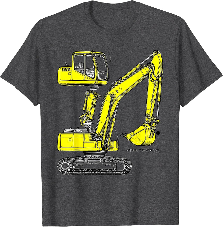 Men's Position Filled Bucket Operator Funny Excavator Construction T-Shirt - Dark Heather Grey