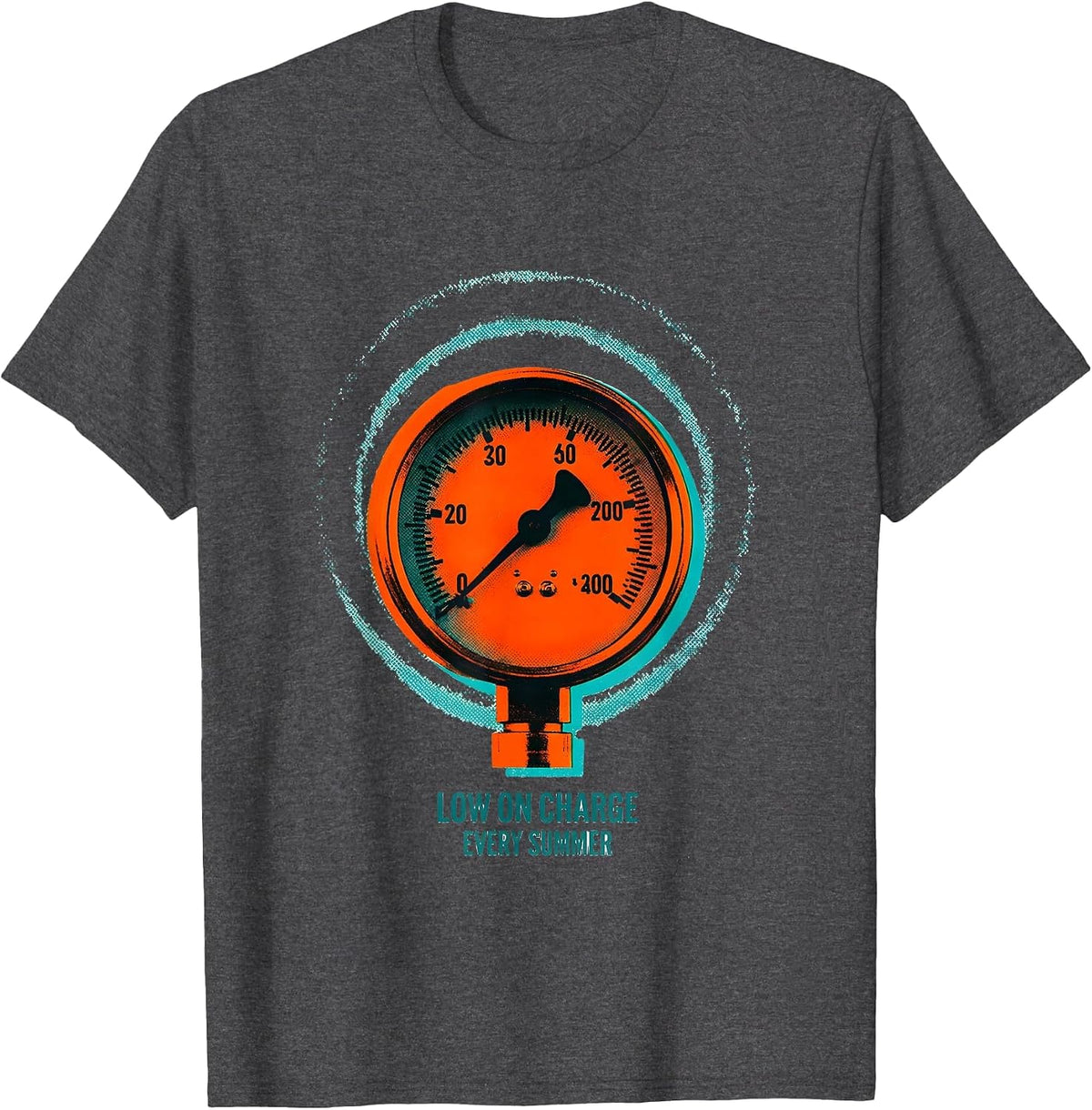 Low On Charge Every Summer Risograph HVAC Technician T-Shirt - Dark Heather Grey