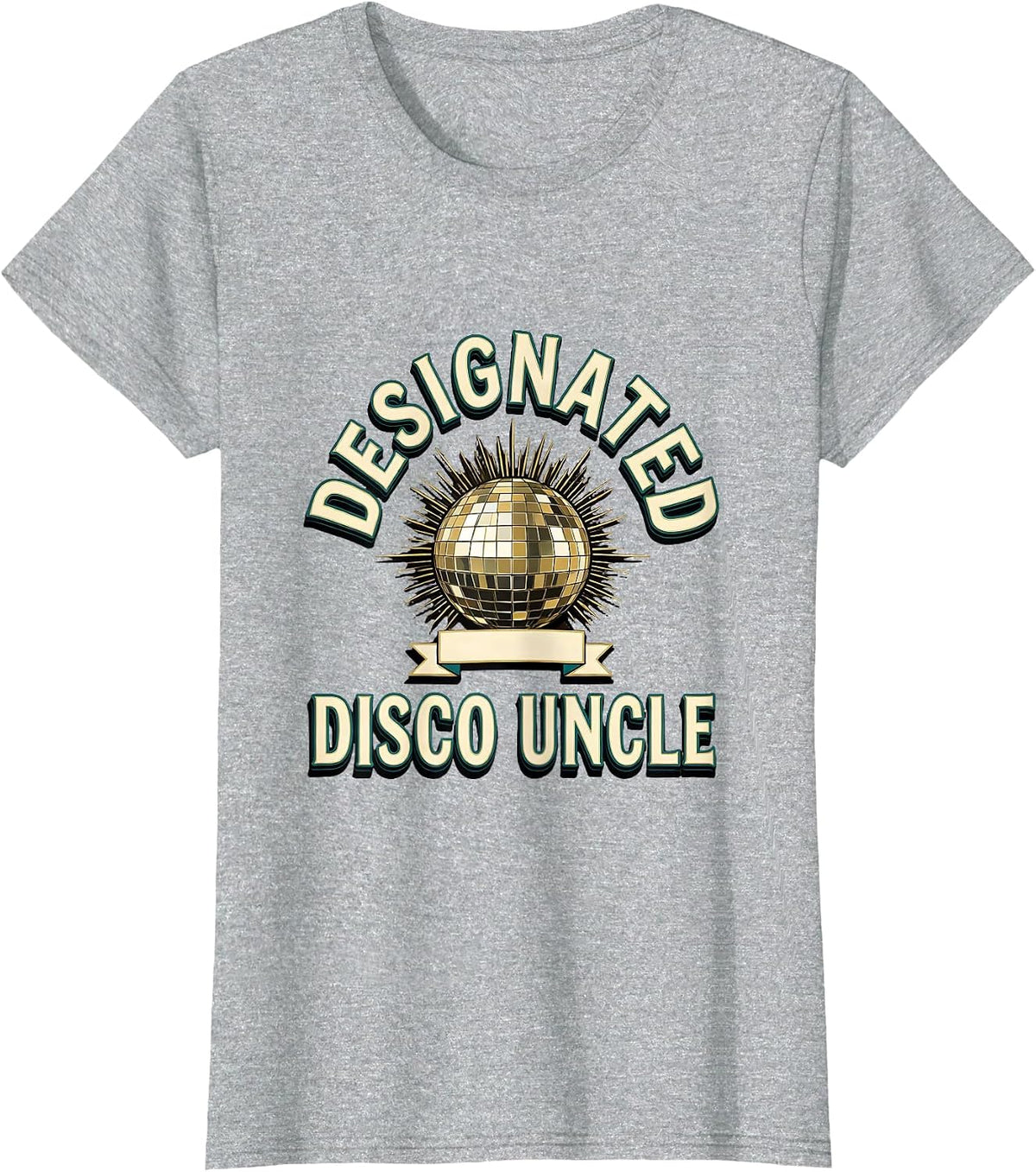 Designated Disco Uncle Retro 70s Disco Party Costume T-Shirt - Heather Grey