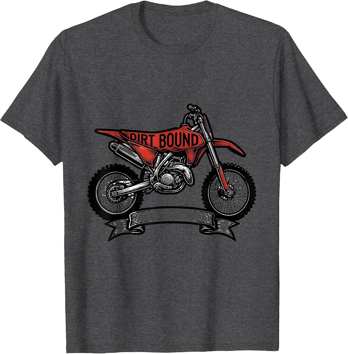 Dirt Bound Retro Dirt Bike Rider Motocross T-Shirt - Dark Heather Grey