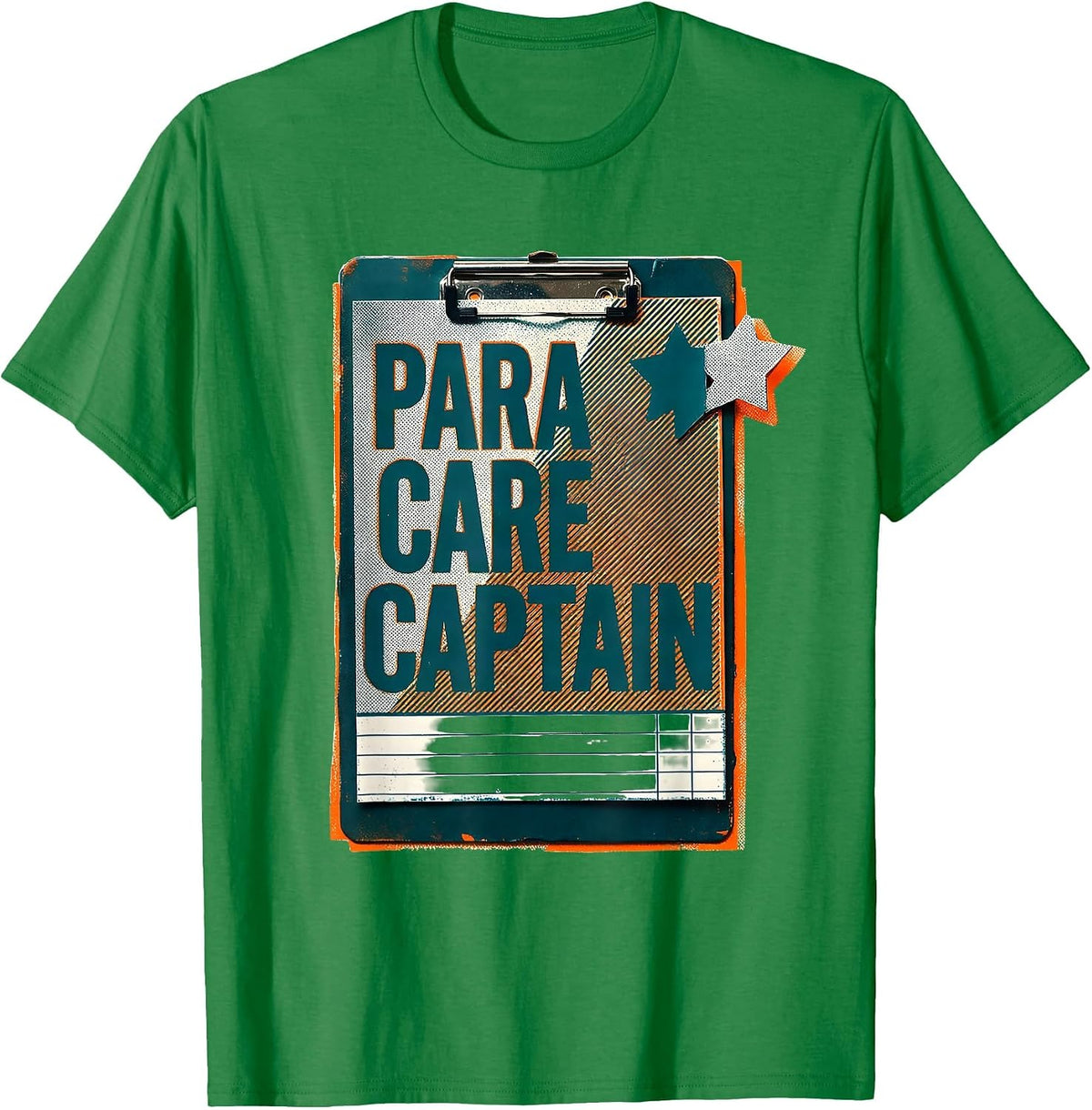 Men's Para Care Captain Risograph Paraprofessional Teacher's Aide T-Shirt - Kelly Green