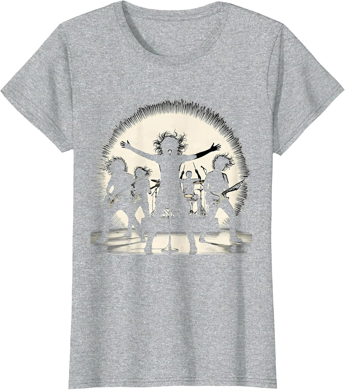 Women's All-Female Band Silhouette Spotlight Graphic T-Shirt - Heather Grey