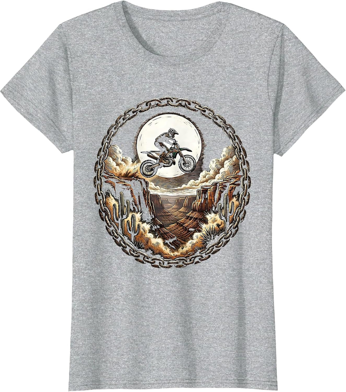 Dirt Bike Canyon Jump Gen X Motocross Graphic T-Shirt - Heather Grey