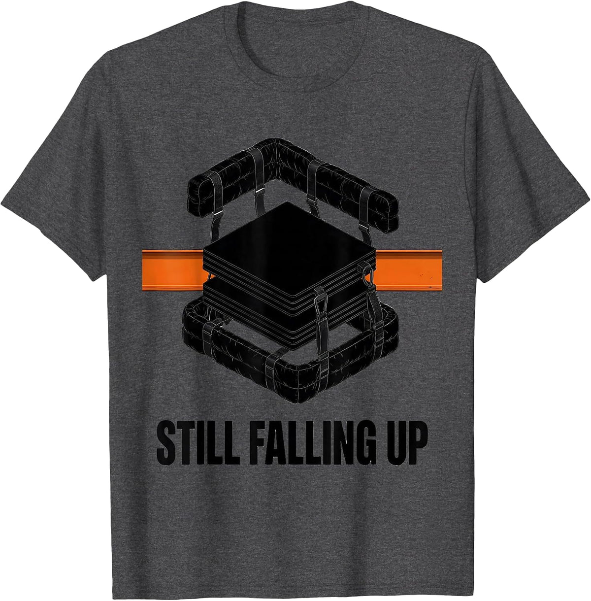 Still Falling Up Brutalist Graphic Rock Climbing Bouldering T-Shirt - Dark Heather Grey