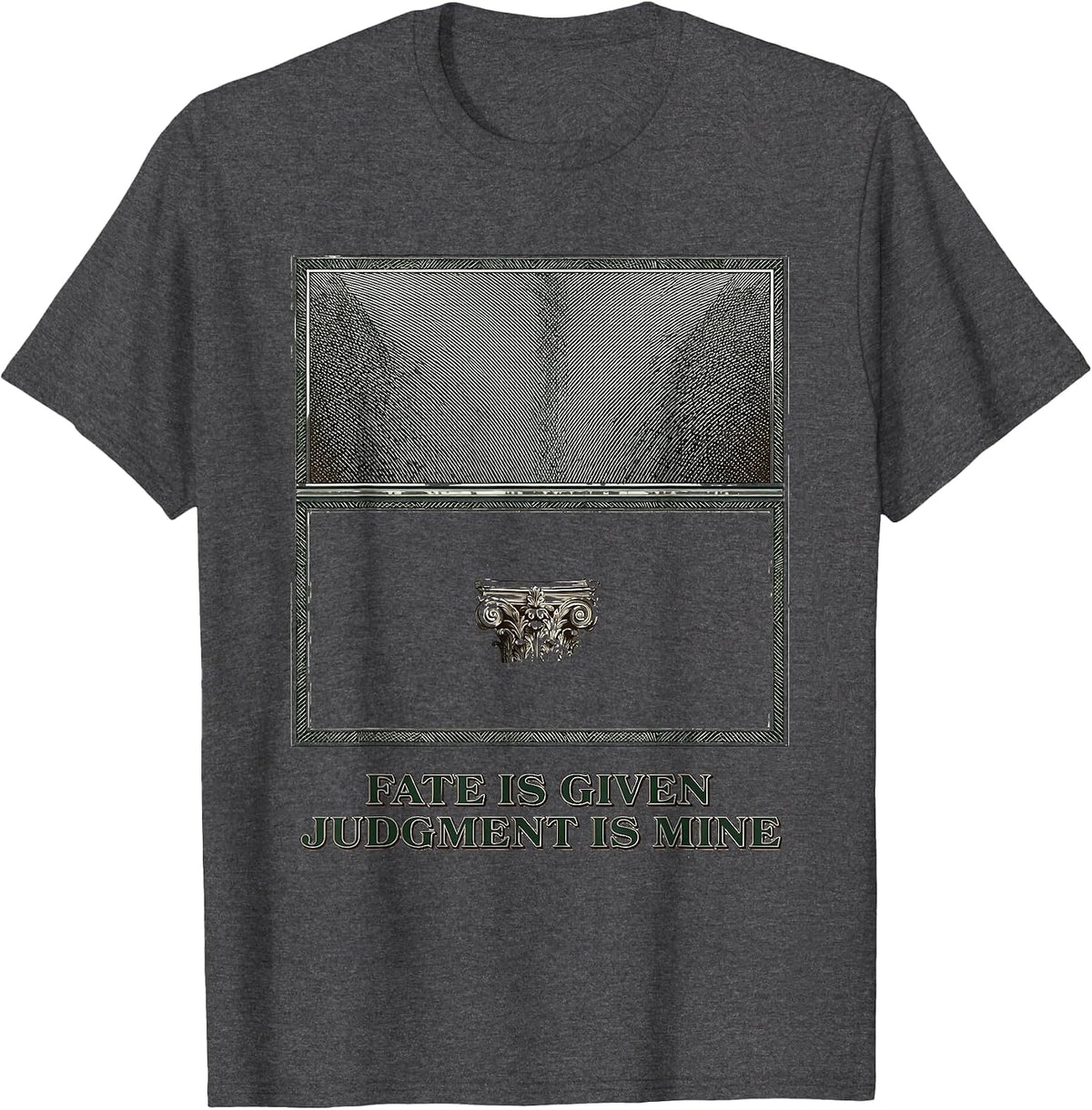 Fate Is Given Judgment Is Mine Stoic Philosophy Marcus T-Shirt - Dark Heather Grey